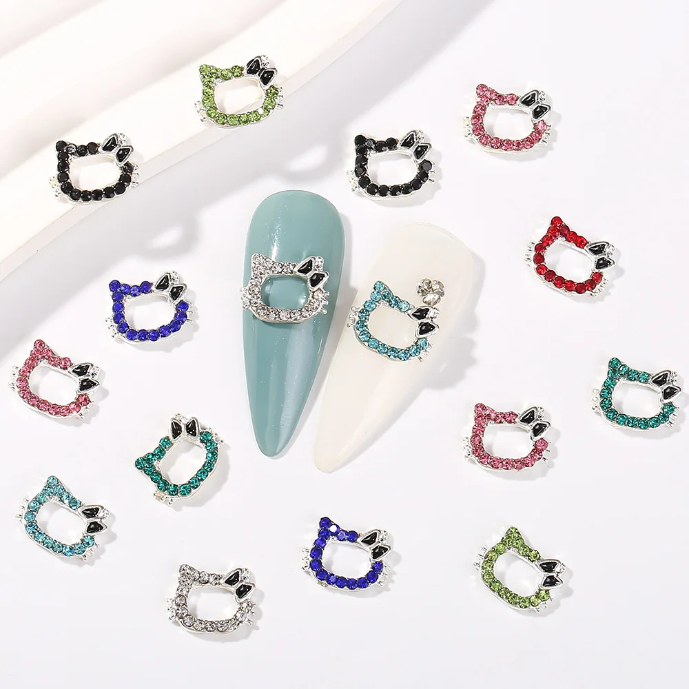 60/30/10PCS Hello Kitty Nail Charms Sanrio 3D Alloy Full Diamond Jewelry Nail Art Rhinestone Crystal Gems Manicure Cartoon Y2K