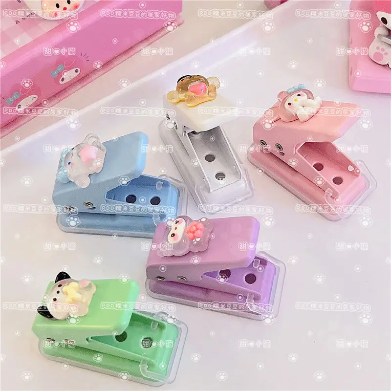 

Sanrio My Melody Kuromi Cinnamoroll Ins Mini Trumpet Student Puncher Children Handbook Loose Leaf Punching Portable Stationery