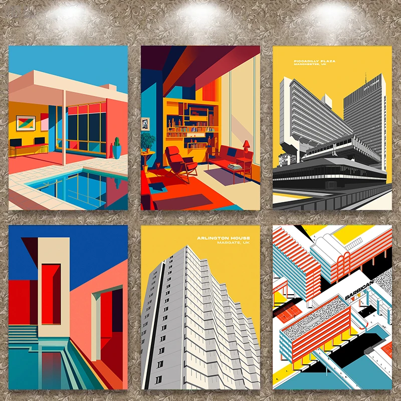 Architecture abstraite Découvrez le charme moderne de ce poster mural géométrique
