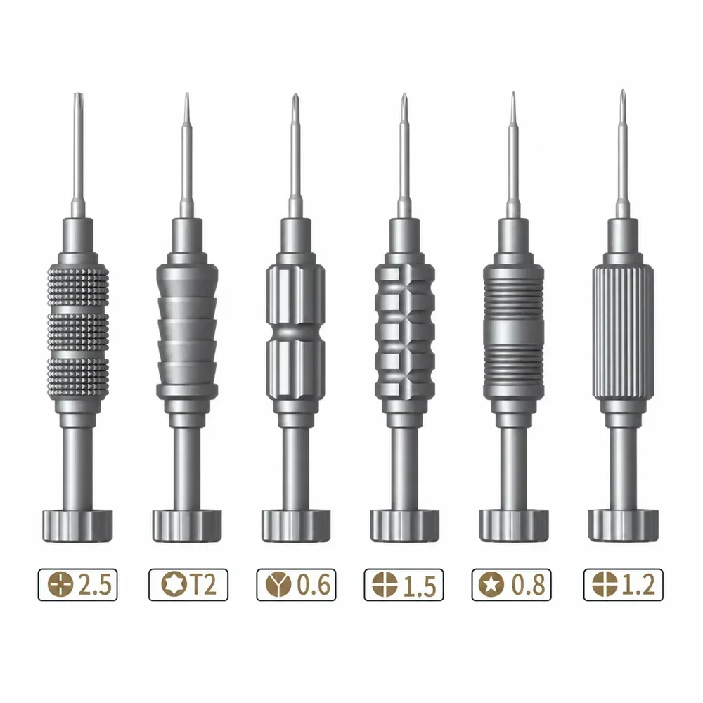 Screwdriver Kit High Hardness Convex Cross Torx 0.6/0.8/1.2/1.5/2.5/T2 Pentalobe Phillips for Electronic Device Opening Repair