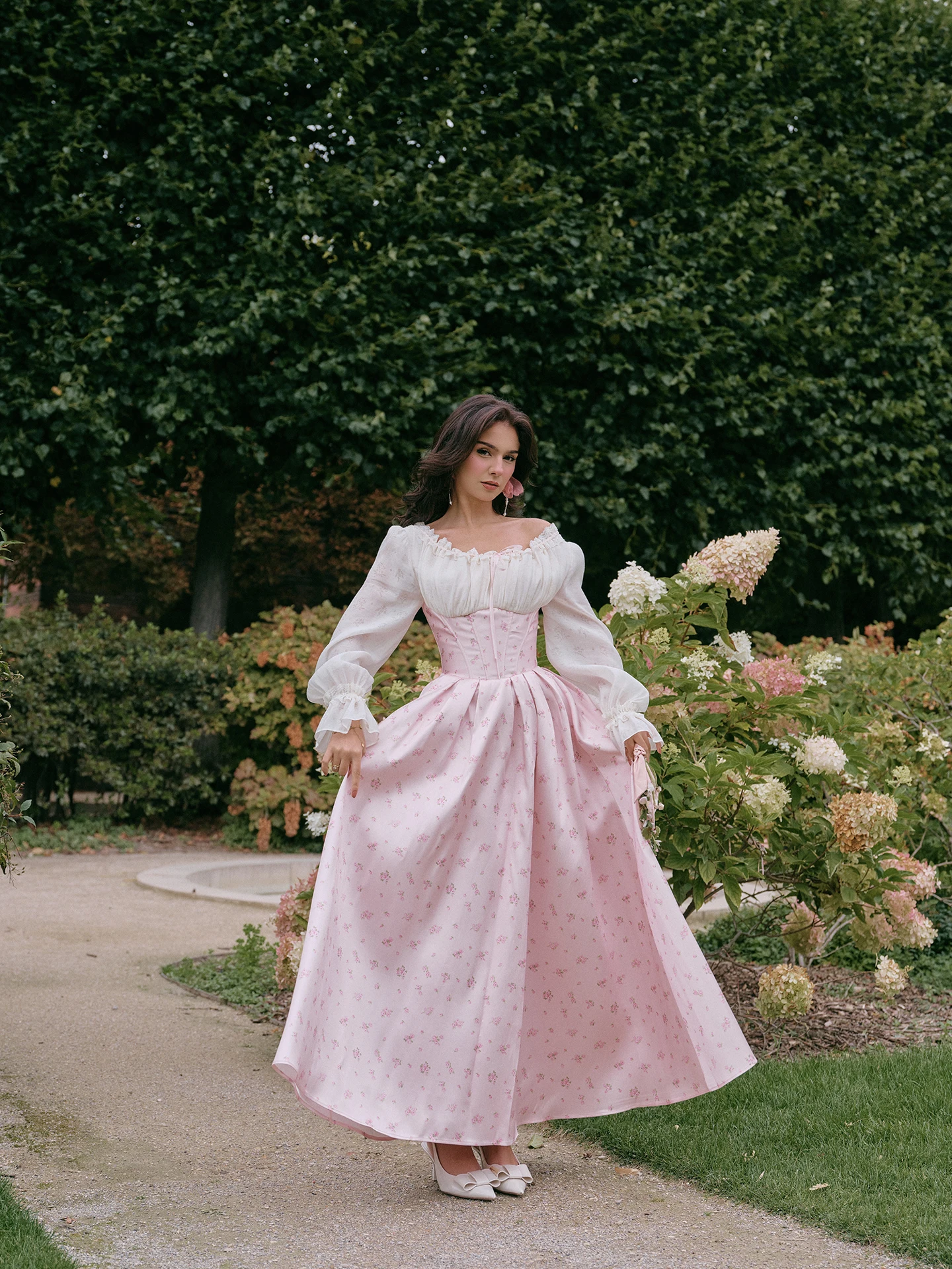 TIYIHAILEY الربيع الصيف النساء فستان كامل فانوس كم طويل ماكسي السيدات ساحة طوق خمر عالية الخصر المطبوعة وهمية 2 قطعة