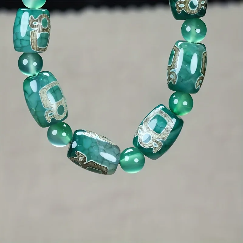 

Elegant Green Agate Bead Bracelet - Natural Men's and Women's Fashion Accessories Bracelet