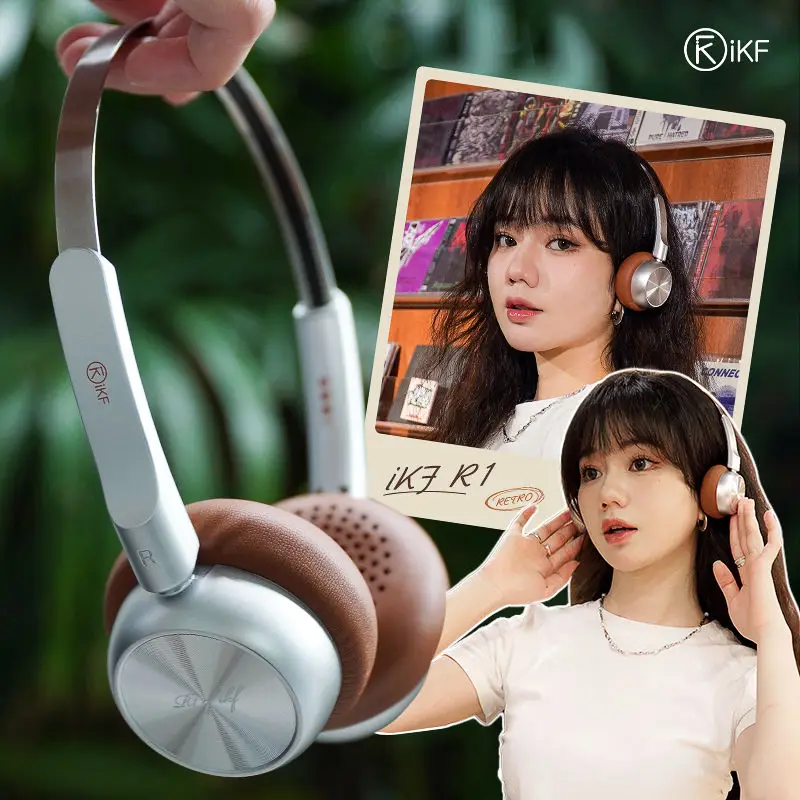 iKF R1 retro headphones noise-cancelling wireless portable long battery life Ergonomic HiFi advanced wireless Bluetooth headset