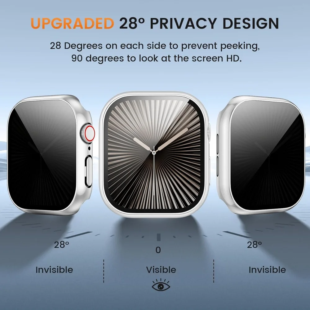 Glass+Case For Apple Watch Series 10 42mm 46mm Privacy Anti-Spy Screen Protector Hard PC Cover Bumper for iWatch S10 Accessories