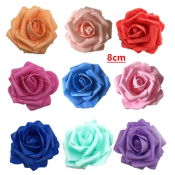 20/30/50Pcs 8CM Artificial PE Foam Rose Flowers Heads Bride Bouquet Flower For Wedding Party Decorative Scrapbooking DIY Flower