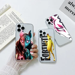 Custodia per telefono Cartoon Battle Royales per iPhone 15 14 13 12 11 Mini Pro Max X XR XSMax 7 8 Plus Cover trasparente Fortnites