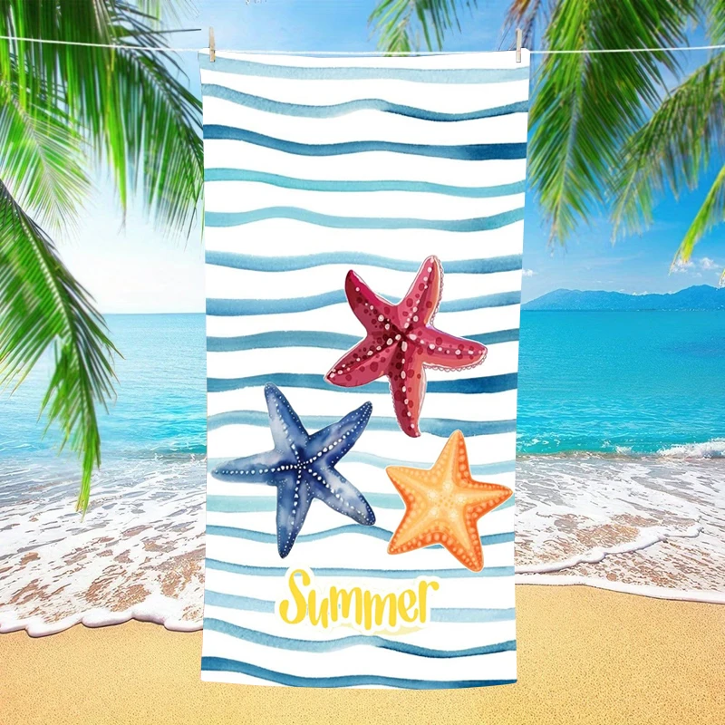Oversized Microfiber Beach Towel Extra Large Quick Dry Sand Free Bath Towel Starfish Seashell Swim Pool Blanket For Adults