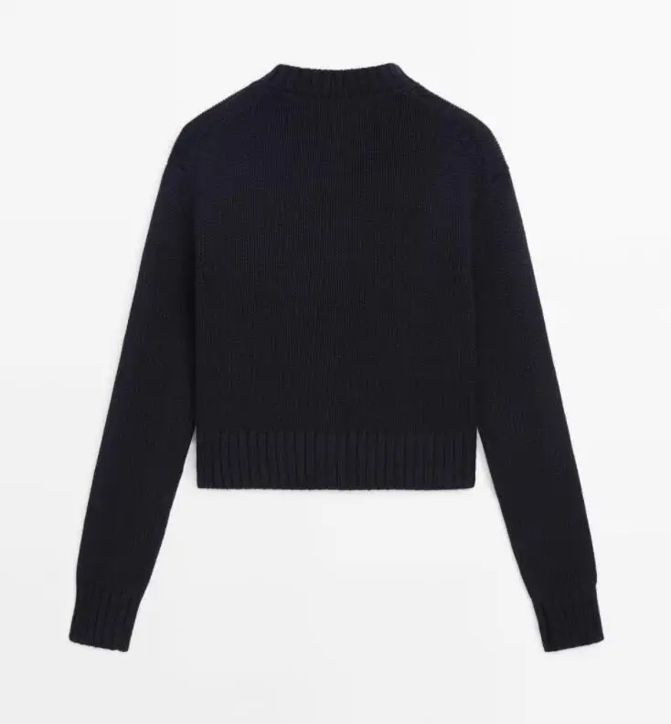 

Облегающий вязаный свитер из чистого хлопка, круглый вязаный свитер 2024, весенняя мода, женский повседневный открытый кардиган, топ