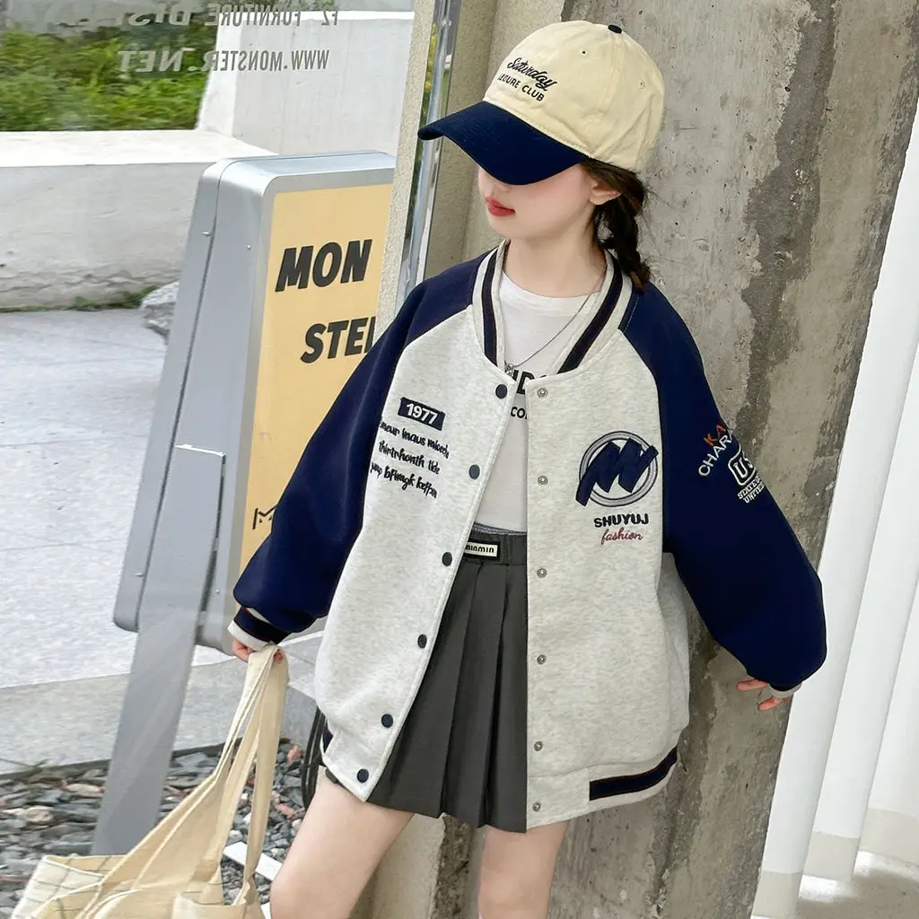 Cool Girls Baseball Jacket Letter Embroidery Autumn Children Coat 2026