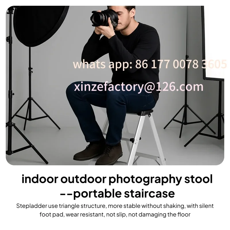 تخصيص 3 خطوة سلم قابل للطي قوي سبائك الألومنيوم سلم عدم الانزلاق متعرجة سلم منصة واسعة خطوات للعمل في الهواء الطلق