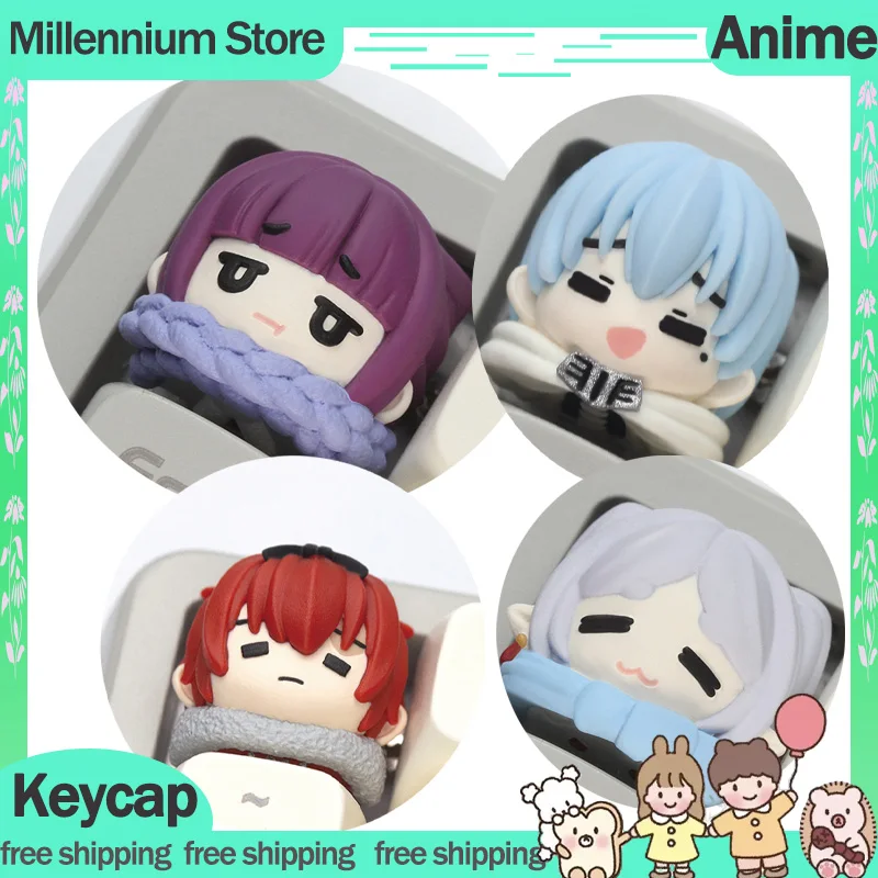 Frieren Keycaps Beyond Journey's End Mechanical Keyboard Cartoon Keycaps Resin Personalized Anime Art Pc Gamer Accessories Gift