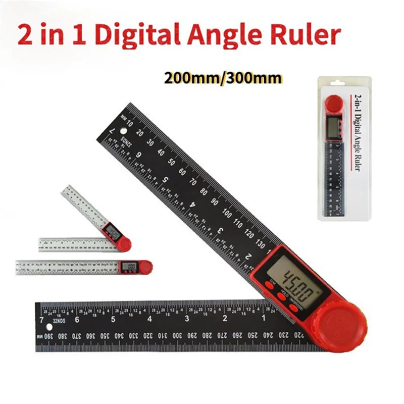 2-in-1 Digital Angle Meter Inclinometer Digital Angle Ruler Electronic Goniometer Protractor Angle Finder Wood Measuring Tool