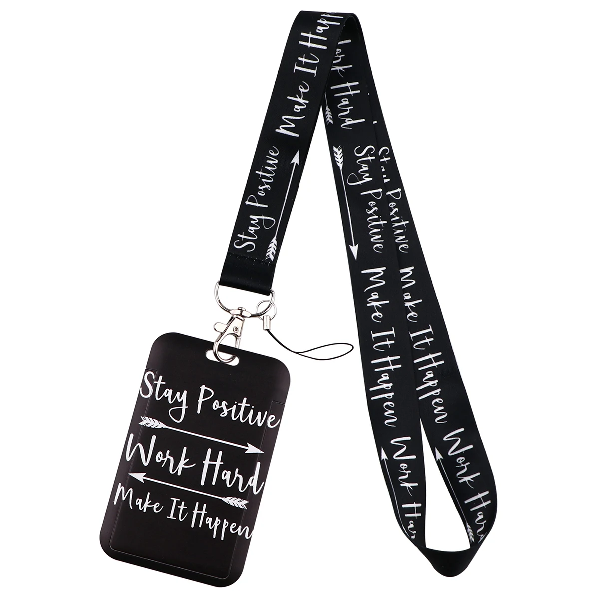 STAY POSITIVE Print Neck Strap Motivational Lanyards Keychain Badge Holder ID Card Pass Hang Rope Lariat Lanyard Gifts