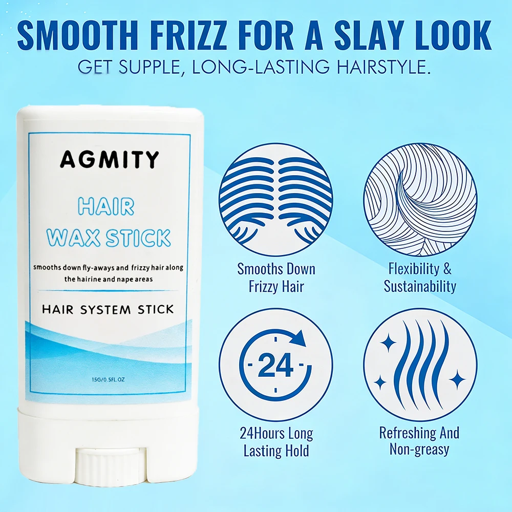 15g Hair Wax Stick Edge Control Frizz Smooth Flyaway Tamer Strong Hold Non-Greasy Pomade Stick for Baby Hair Styling Women Men