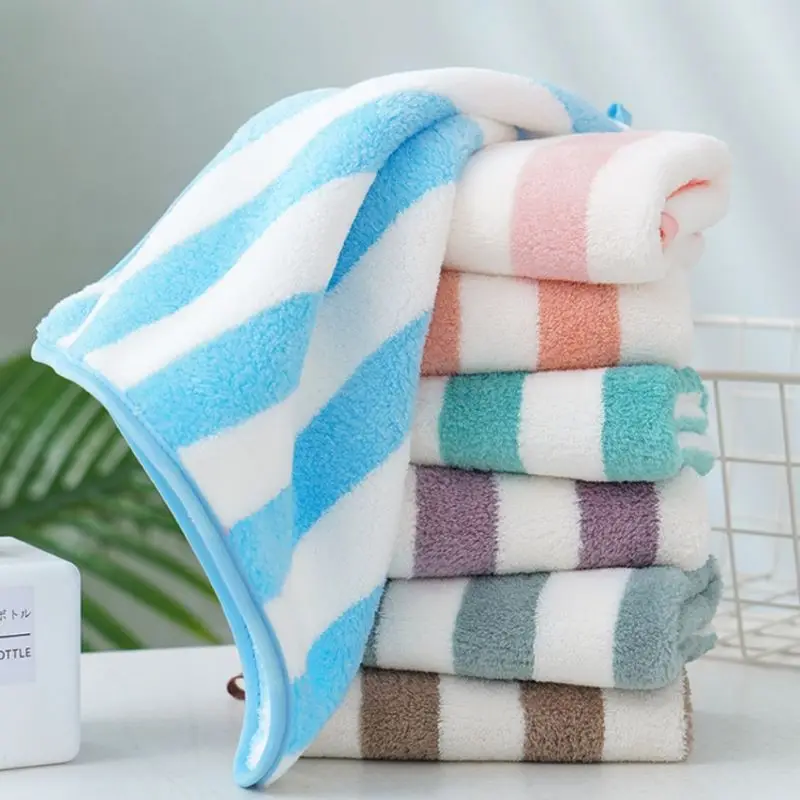 4Pcs Soft Skin Hand Wash Towels Gentle Absorbent Polyester Stripe Face Wash Towels Skin-Friendly Perfect for Bathroom Travel