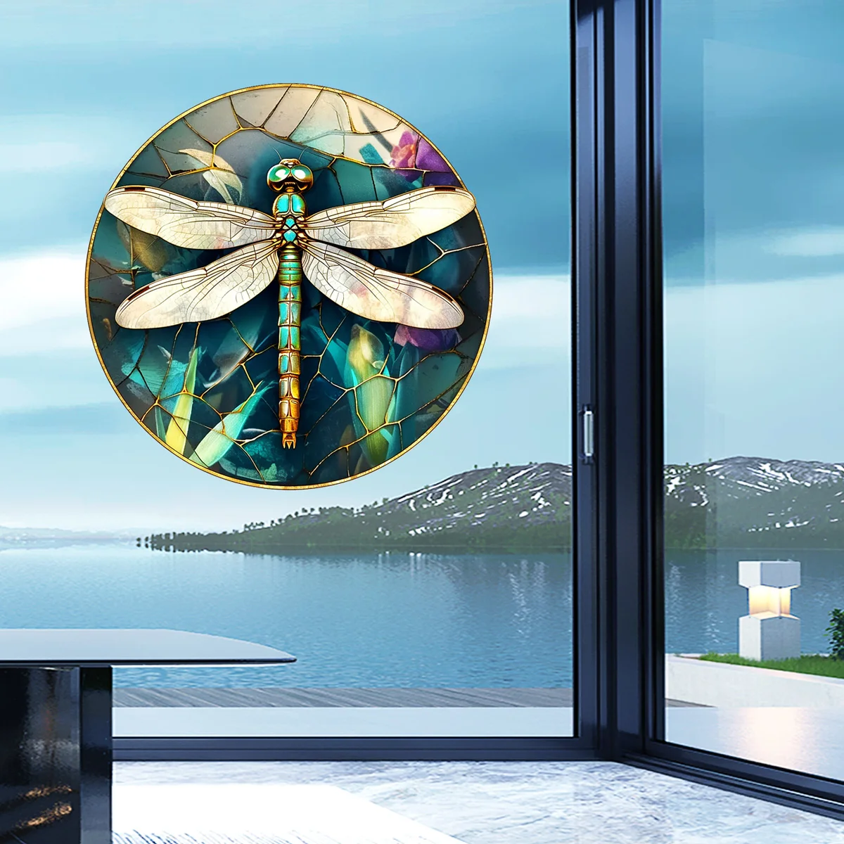 1pc 3d Dragonfly Window Glass Sticker Static Electricity Anti-Bird Strike Home Decoration Crack Art Home Decoration