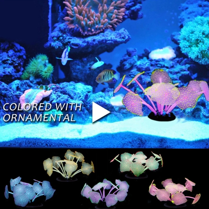 Artificial Colorful Water Plant Glow in Dark Aquarium Decors Landscape For Beautify Aquarium Landscaping Appearance