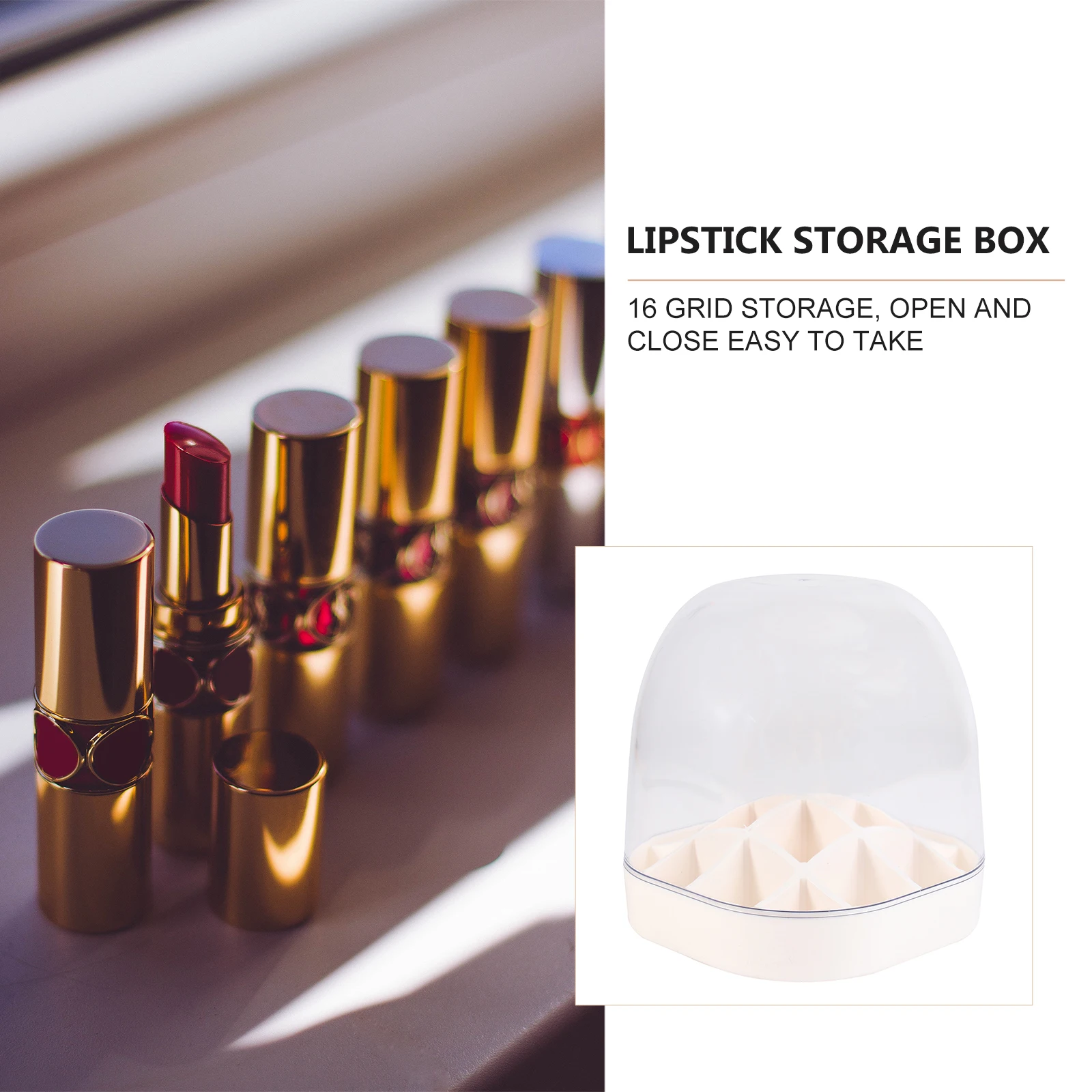 

Lipstick Storage Box Holder Cosmetics 16-Grid Container 9-Grid Case Makeup Organizer