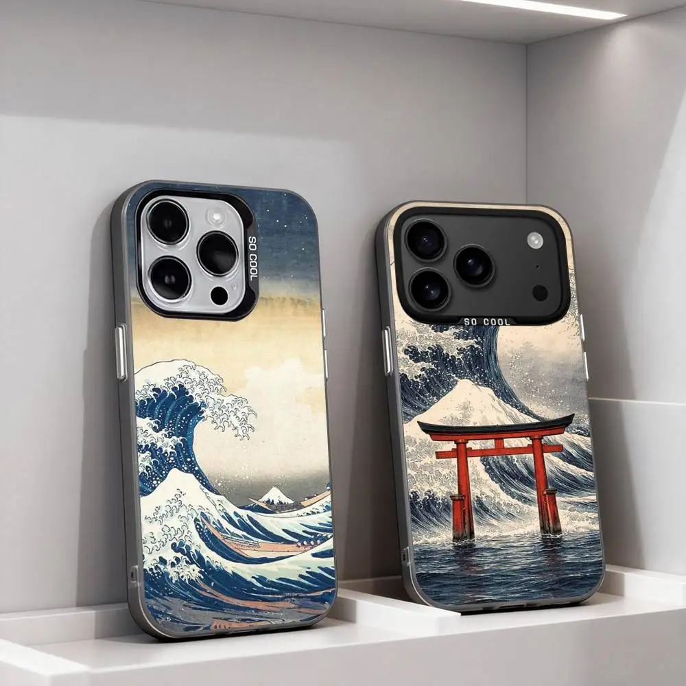 

Ukiyo-e Art Ocean Waves Phone Case For iPhone 17,16,15,14,13,12,11,Pro,XS,Max,Plus,Mini,SE4,E IMD Matte Black