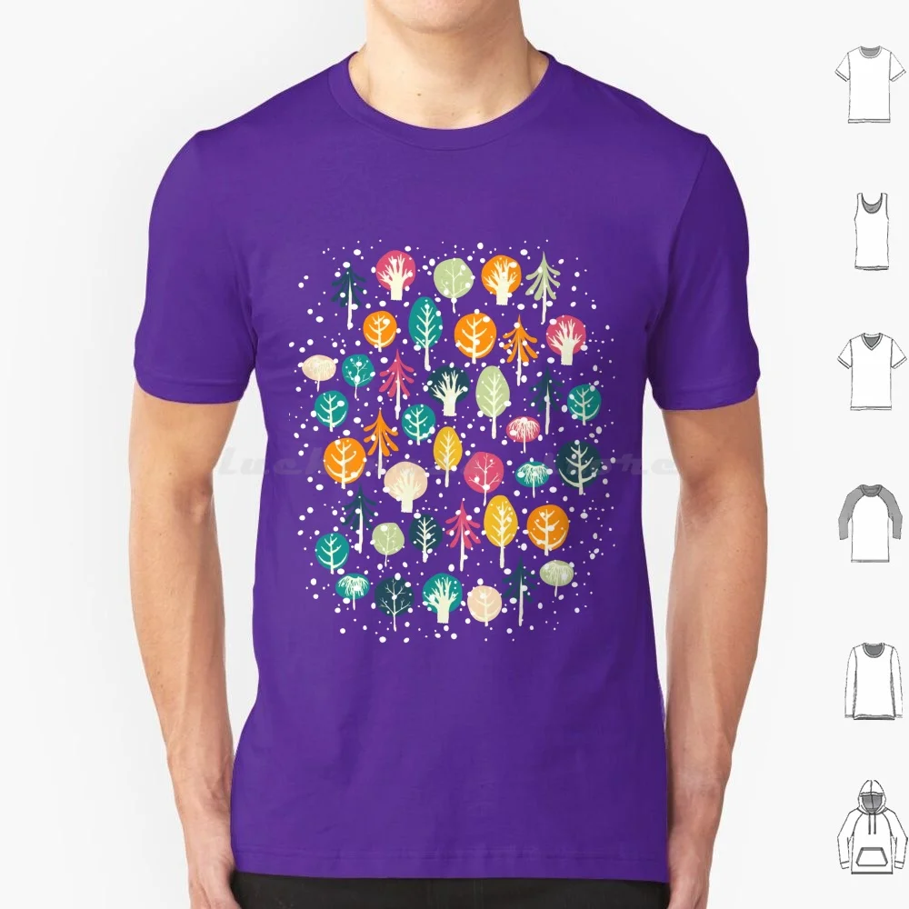 Camiseta de bosque nocturno de algodón para hombres y mujeres, estampado artesanal, vacaciones vectoriales de invierno, abeto abstracto, árbol de abeto, Navidad, celebración de Año Nuevo