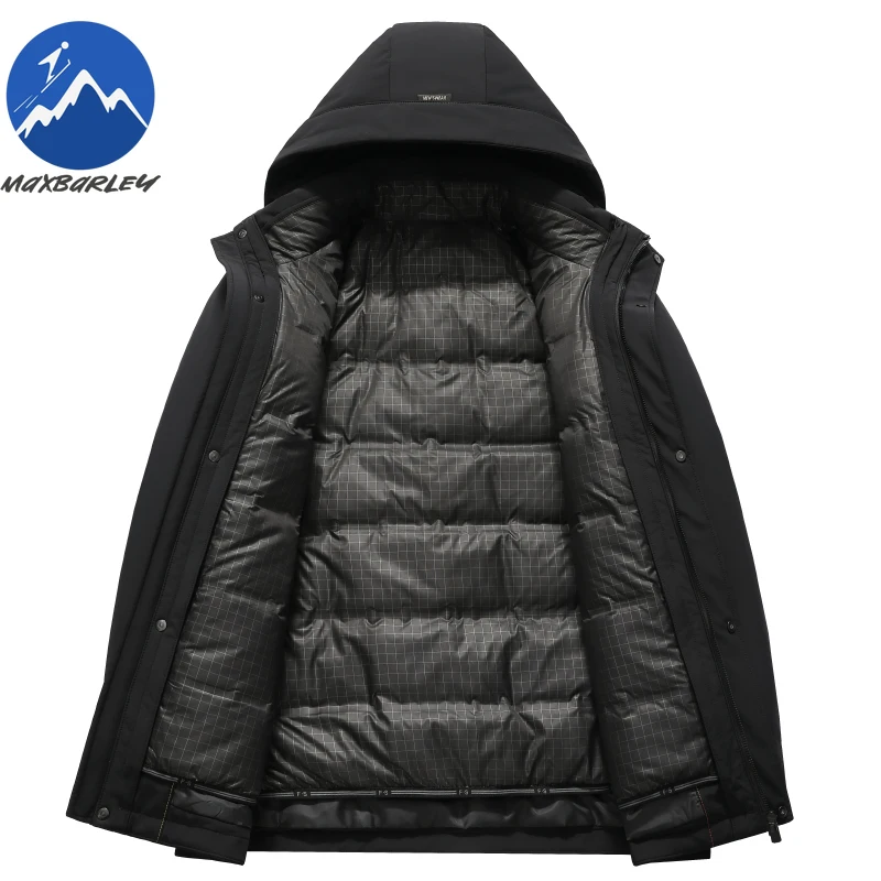 COMXZ Men Lightweight Down Jacket Winter 2025 Korean Luxury Detachable White Duck Down Lined Jacket Snow Warm Hooded Puffer Coat