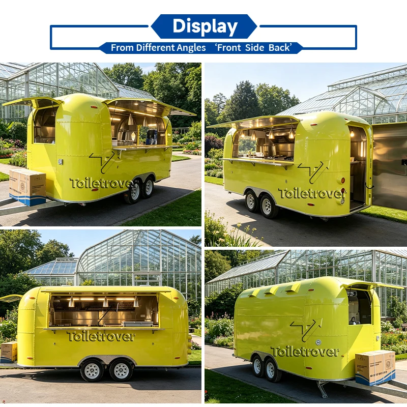 DOT CE Certified Food Tuck Customizable Mobile Dessert Coffee Food Trailer with 3 Sinks for USA Street Legal