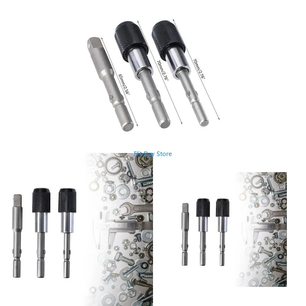 F92C 3Pcs/set 801 802 to 1/4 inch Shank Screwdriver Bit Holder Quick Release Electric Drive Bar Drill Tools