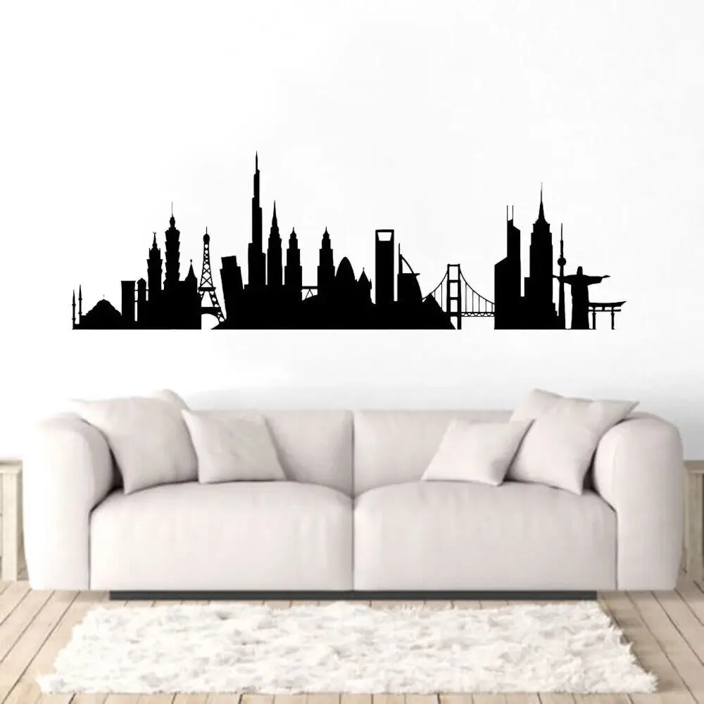 Nowoczesne naklejki ścienne City Skyline Naklejki winylowe do salonu Wystrój domu Fototapety Usuwalne pary London Berlin Plakat DW14550