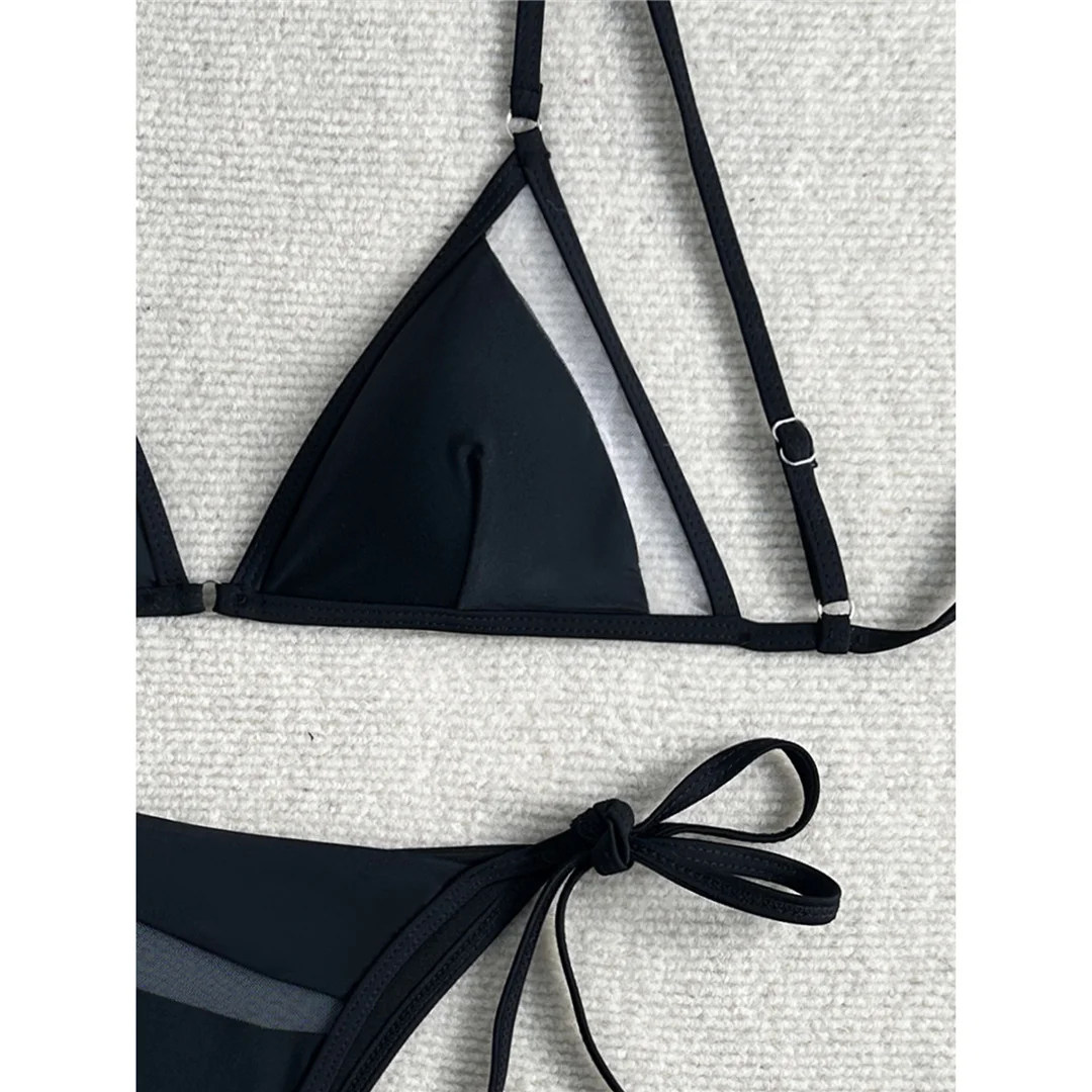 Sexy Mesh-Bikini, durchsichtiger Badeanzug für Damen, zweiteiliges Bikini-Set, hoher Beinausschnitt, mit Trägern, Badebekleidung, Badeanzug, Modell V8070. – Detail 8