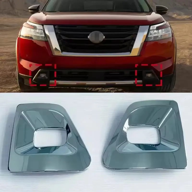 

For Nissan Pathfinder R53 2022 2023 ABS Chrome Front Bumper Fog Light Lamp Frame Cover Foglight Trims Car Styling Accessories