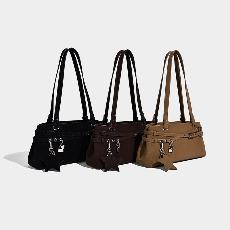 

Fashion Women's Solid Color PU Handbag 2026 Winter French Sausage Single Armpit Commuting Korean Style Shoulder Shopping Tote Ba