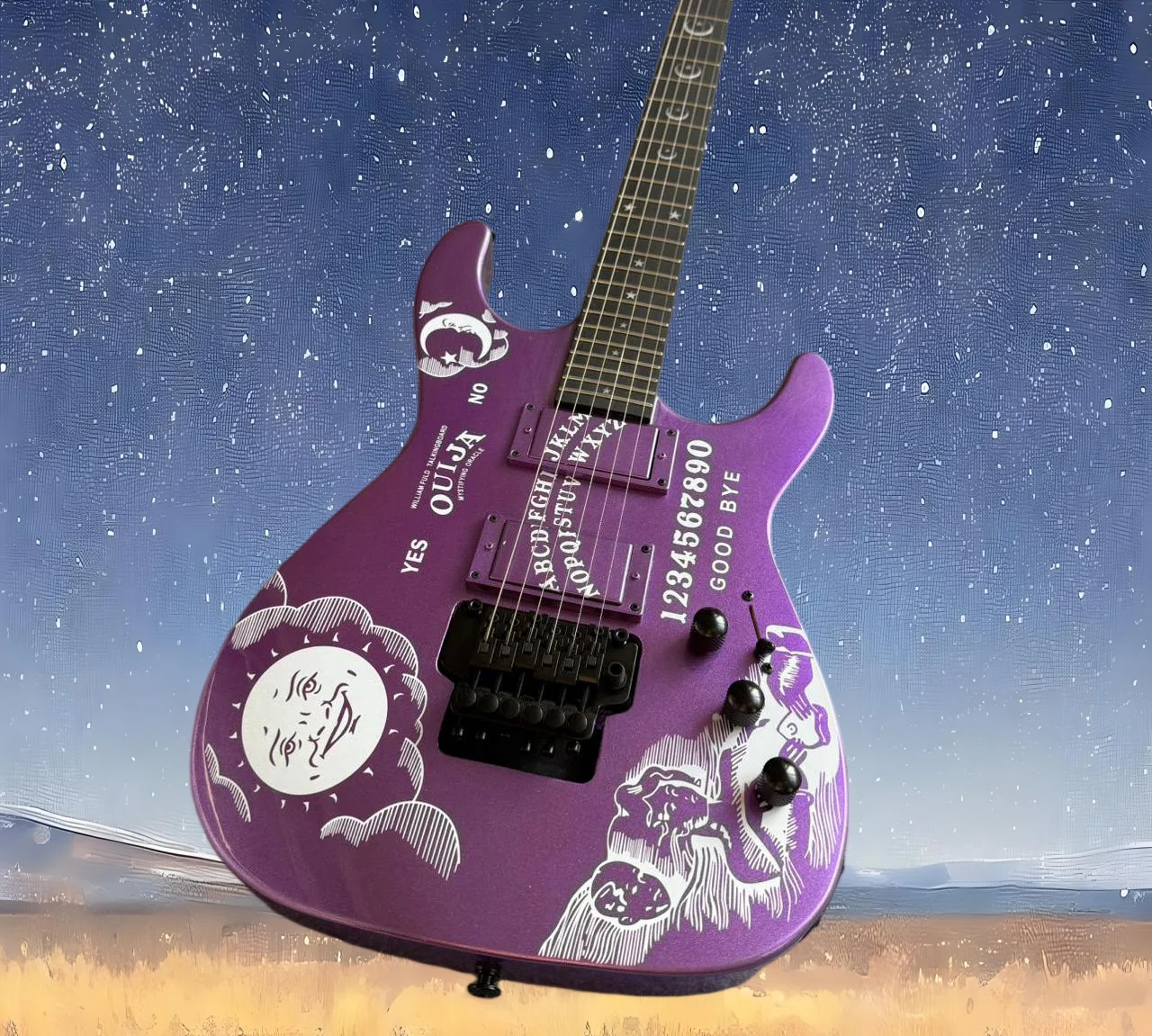 

Новая гитара Purple Moon Ouija 2026 года с тремоло Floyd Rose и 2 звукоснимателями