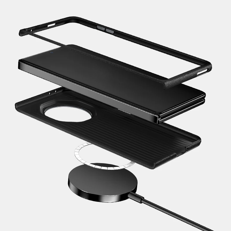 For Honor Magic V3 Case Magsafe Luxury Slim Rough Foldable Magnetic Wireless Charger Carbon Fiber Cases Cover Metal Lens Grip