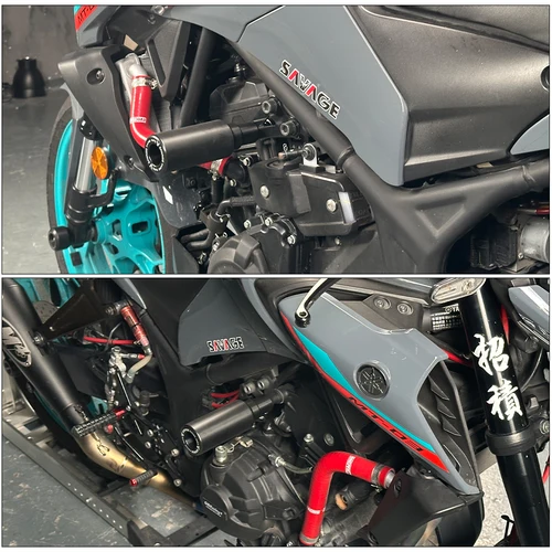 Imagen 2 del producto Protector de marco de motocicleta, deslizador de choque para YAMAHA MT03 MT25 YZF R3 R25 MT-03 MT-25, guardabarros delantero, horquilla, almohadilla de protección del eje de la rueda
