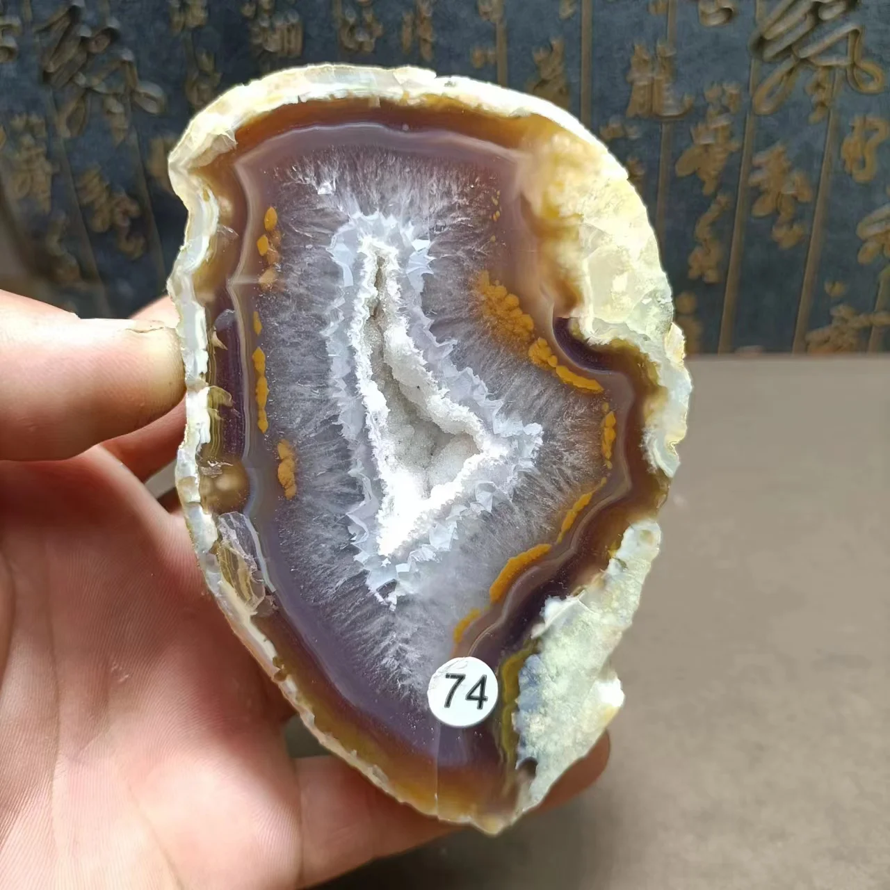 Natural Energy Agate Crystal Hole Tablet, Cluster, Beautiful Home Decor, Reiki Gift, Energy