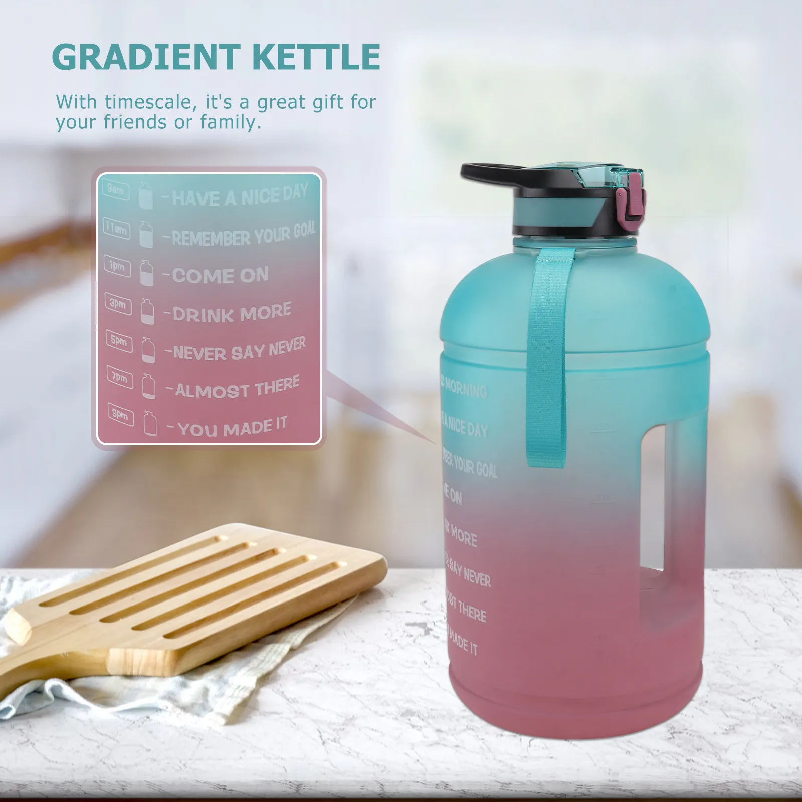 

Бутылка для воды из пластика PETG с градиентным цветом, 3,78 л, легкая, портативная, для хранения воды, для активного отдыха, путешествий, пикников, 1 шт.