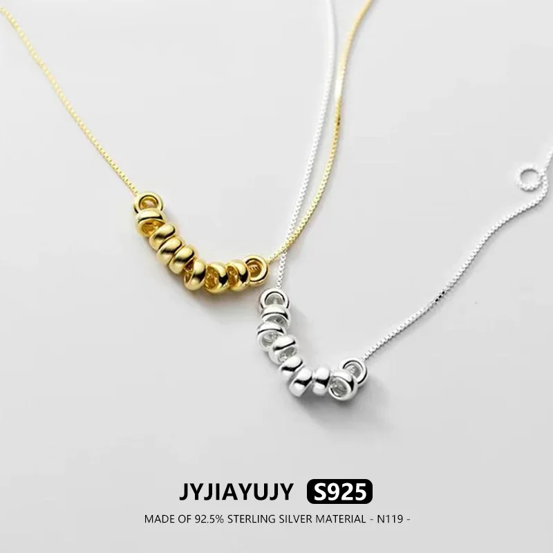 

JYJIAYUJY 100% Sterling Silver S925 Necklace 2*4MM 9pcs Circle Shape High Quality Fashion Hypoallergenic Jewelry Gift Daily N119