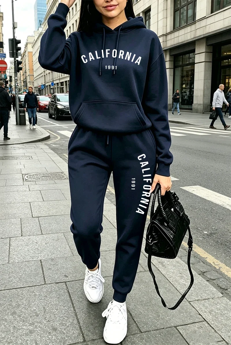Hot Sales Womens Tracksuit Printing Casual Hoodie Sweatshirts Sweatpants Daily Sports Jogging Clothing Autumn Winter Streetwear view 2