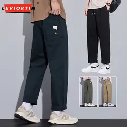 Men's Straight Pant Elastic Waist Chino Trouser Cargo Male Regular Fit Cotton Stretch Spring Casual Korean Golf Wear
