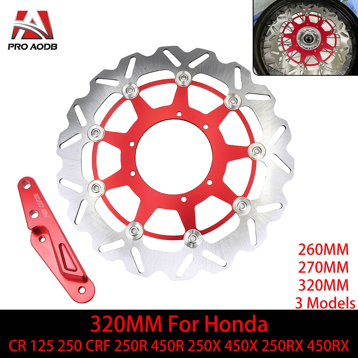 

260MM 270MM 320MM Motocross Rotor Disk Front Floating Brake Disc Brake Caliper Bracket For Honda CR 125R 125E 250E 250R CRF 250X