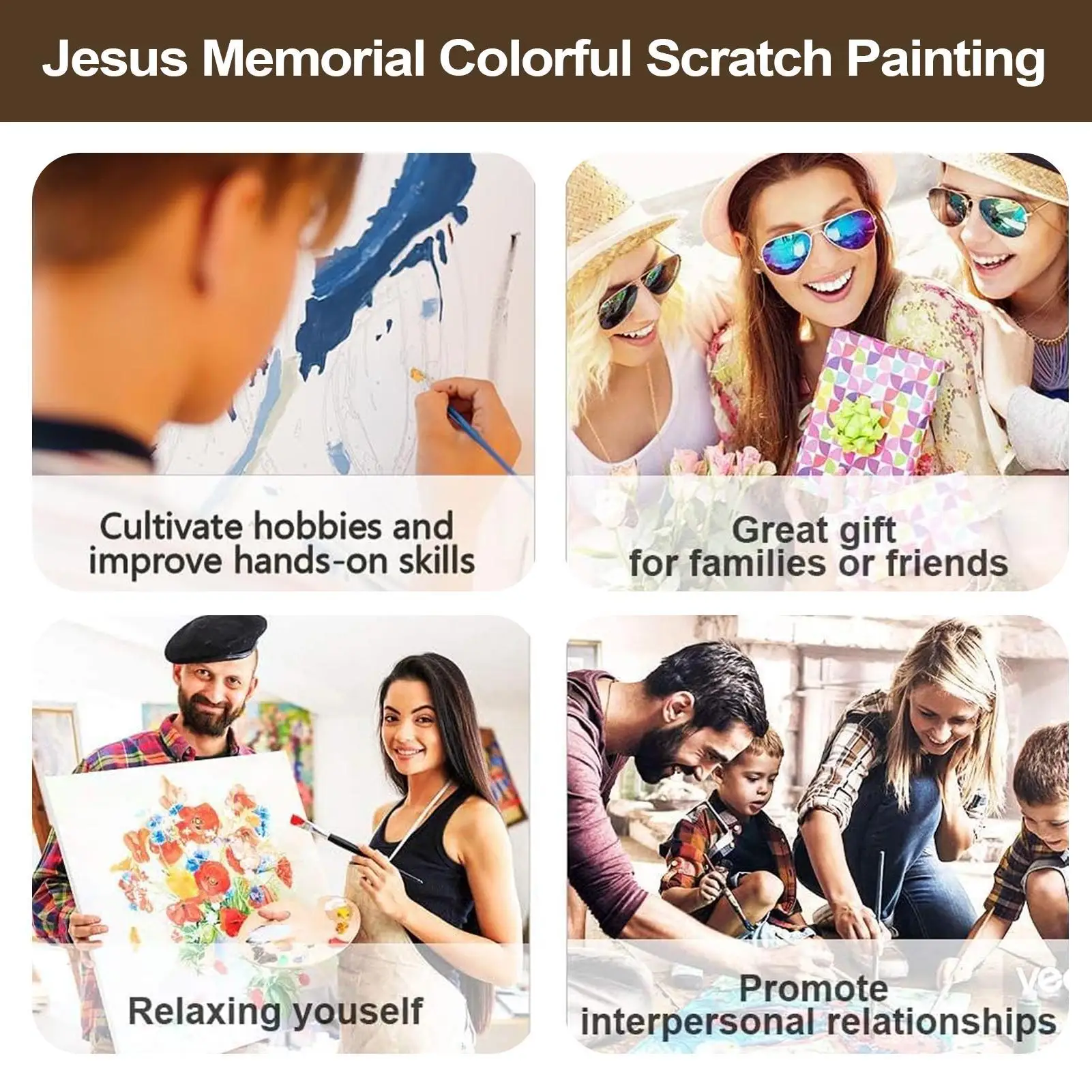 หนังสือภาพวาดพระเยซู 1 ชุดศิลปะสร้างสรรค์หัตถกรรม Scratchboard กิจกรรมสําหรับผู้ใหญ่เด็ก 3 ปีและเพื่อน