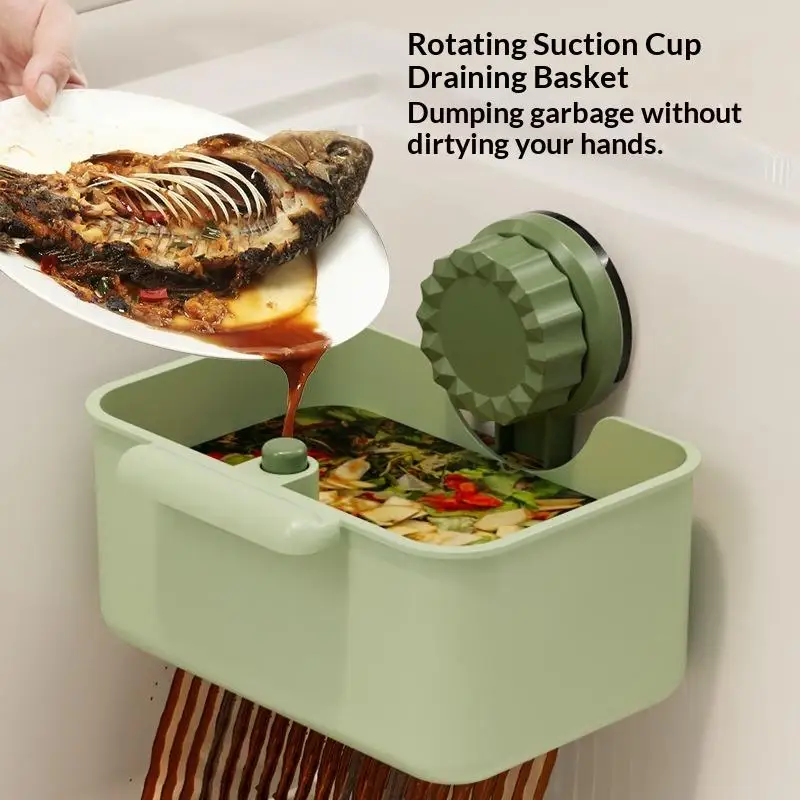 Sink Drain Strainer Basket Sink Washing Basin Anti Leak Filter Basin Suction Cup Rack One Click Press Type Grid Drain Storage