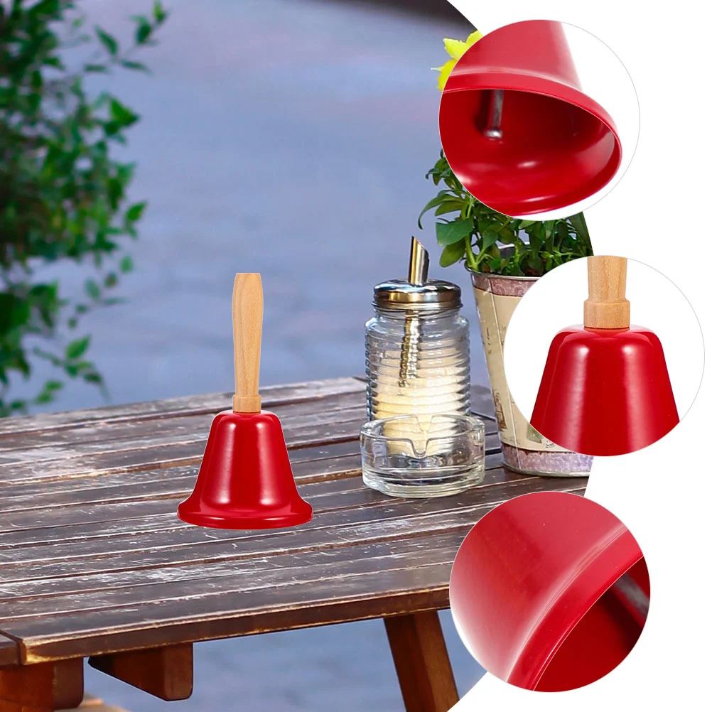 2pcs Iron Bells Red Enamel Handheld Christmas Rattle Restaurant Call Bell for School Classroom Alarm Tea Service for School