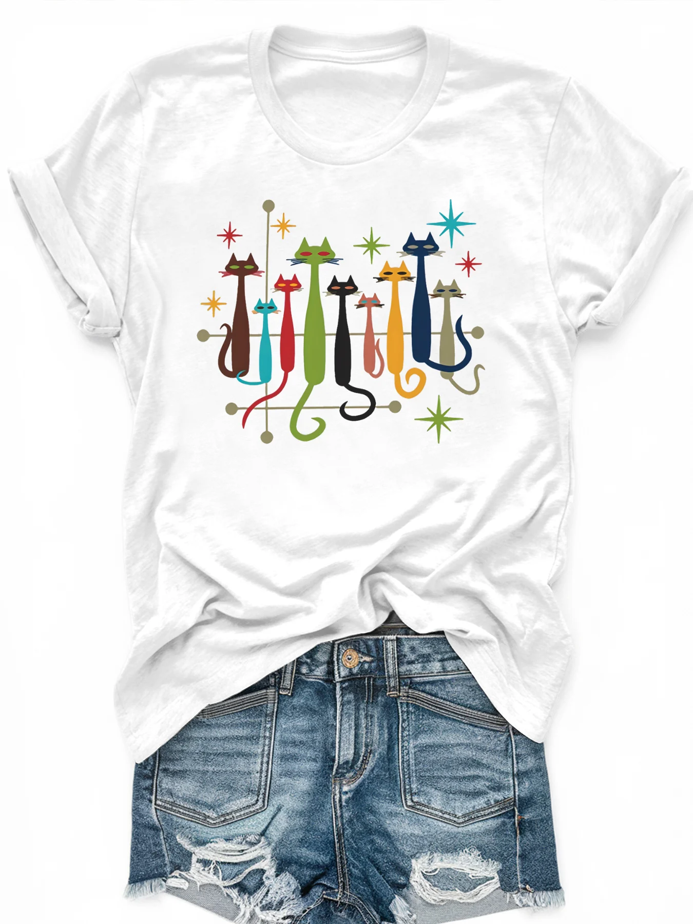 

Women's large-size printed short-sleeved T-shirt, loose and casual, soft, comfortable and breathable, outdoor sports