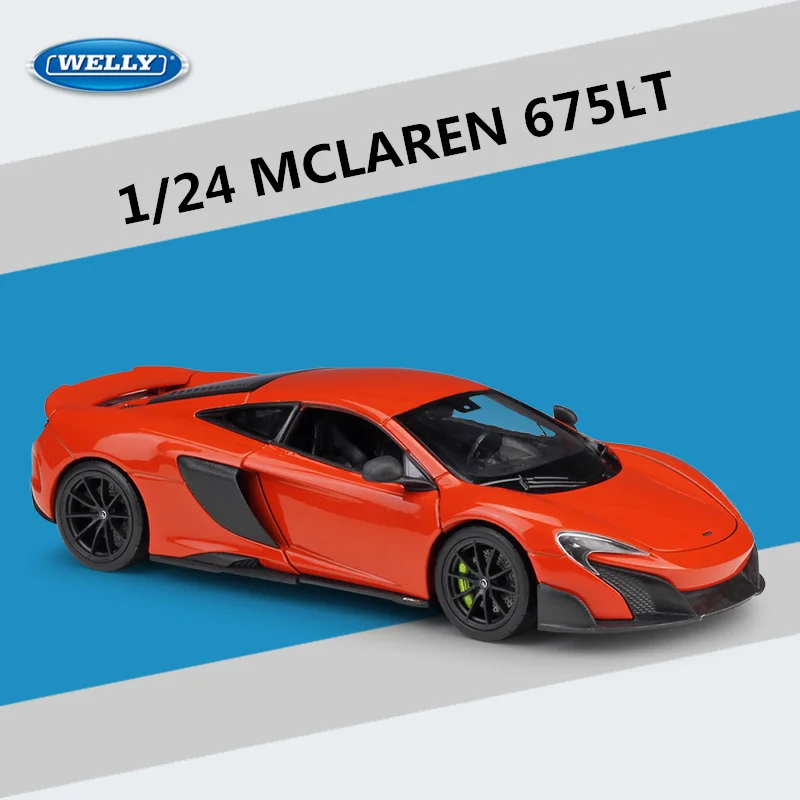 WELLY 1:24 McLaren 675LT Alloy Sports Car Model Diecast Metal Racing Car Vehicles Model High Simulation Collection Kids Toy Gift