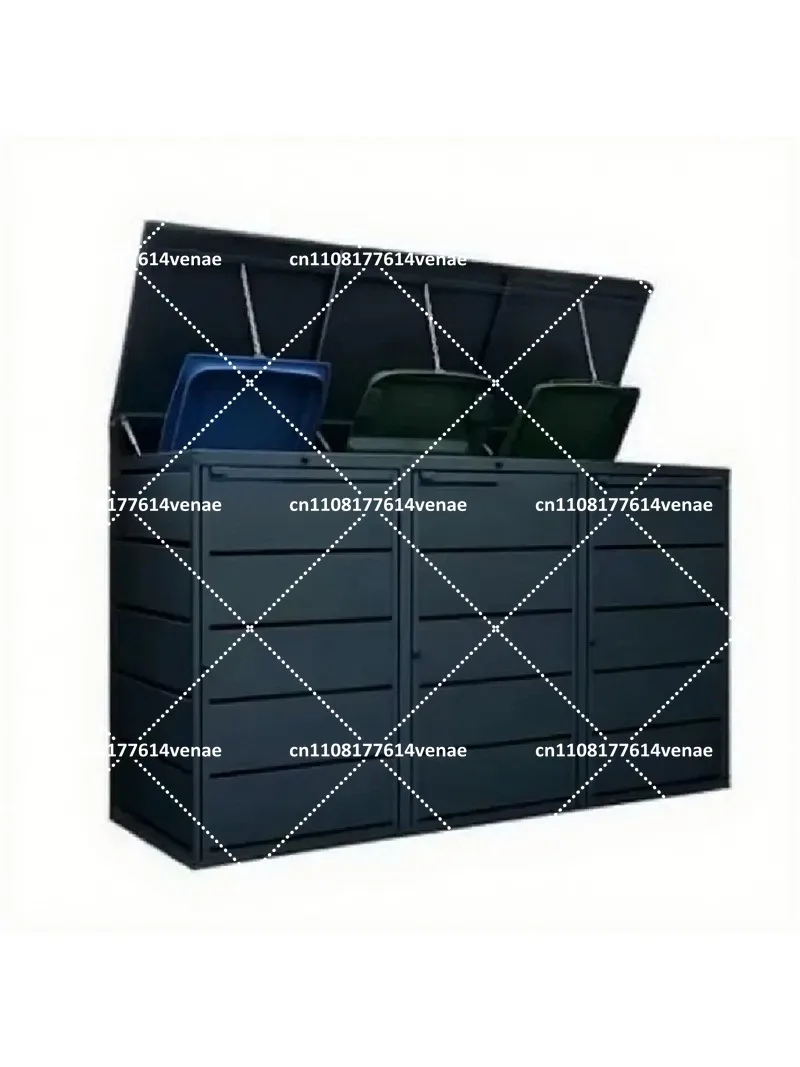 Durable Triple Wheelie Bin Storage Cabinet Garden Garbage Can Shed Expandable Bin Cover Outdoor Rubbish Bin Housing