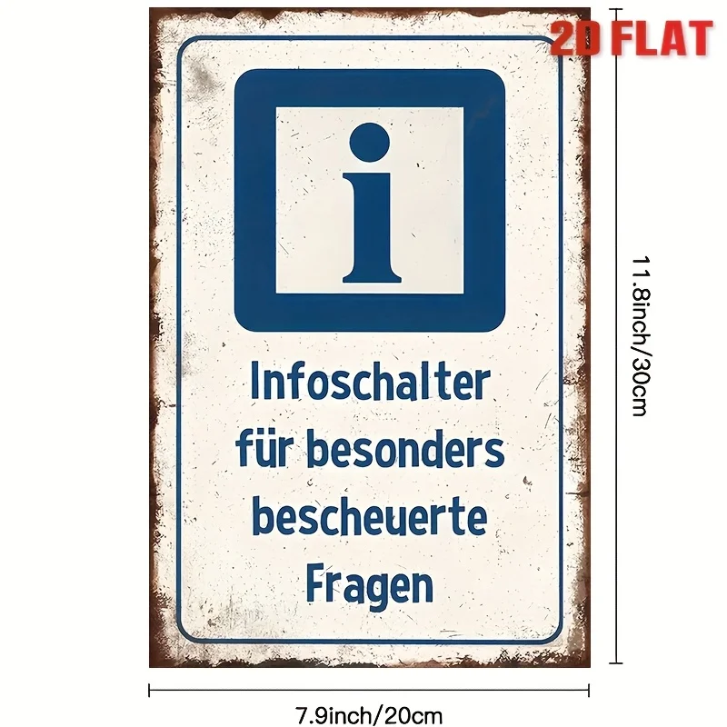 Set of 6 Vintage German Metal Signs Featuring Humorous Quotes, Measuring 8.0X12.0 inch. These Retro Wall Decorations Are Made fr