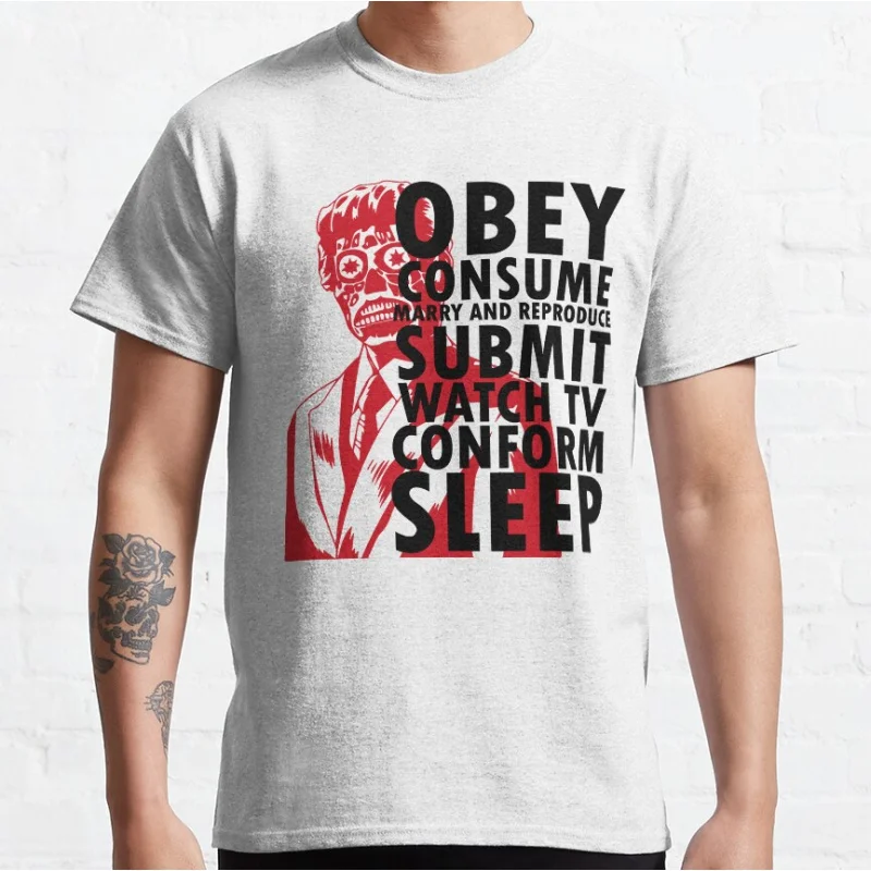 

Hero Action Live Retro Horror Movie They Live Obey meme vintage consumes 80s Alien Graphic T Shirts large size Adult S-6XL