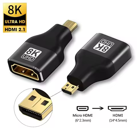 Micro HDMI Adapter 60Hz 4K 120Hz Micro HDMI Male to HDMI 2.1 Female For HD TV Box Prjector Camera Mini HDMI Extension Converter