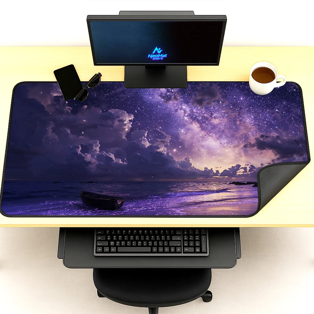 Starry Galaxy Mouse Pad Pc Gamer Gaming Desk Mat 160x60 5mm Thick Purple Mousepad Cosmic Aesthetic Decor Full Desk Mousepads